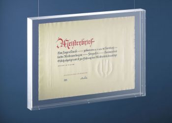 In Plexiglas eingerahmter Meisterbrief