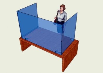 Sonderanfertigung: Spuckschutz U-Form auf Tisch