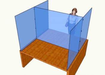 Sonderanfertigung: Spuckschutz in H-Form auf Tisch